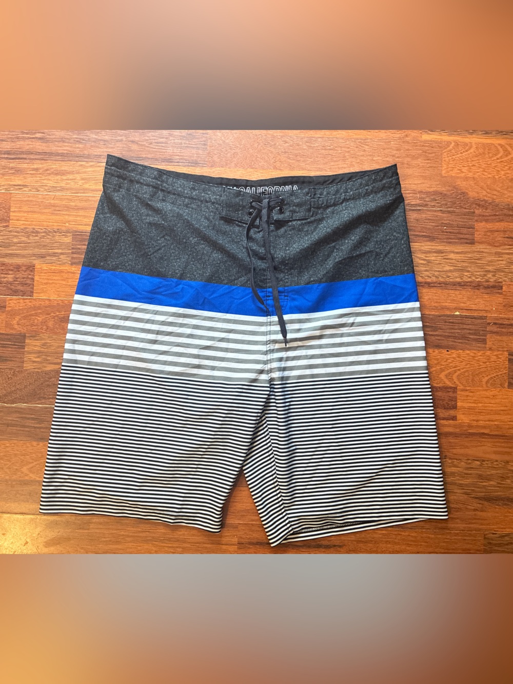 Men's Old Navy Black & Blue Striped Swim Trunks